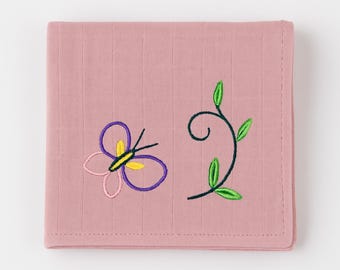 Flutter & Vine Embroidered Muslin Blanket – 46x46 inches