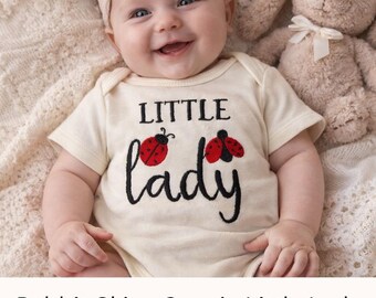 Little Lady Baby Girl Onesie – Rabbit Skins Embroidered Ladybug Bodysuit Gift