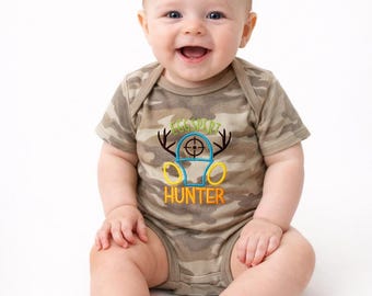 Camo “Eggspert Hunter” Infant Onesie – Personalized Hunting Baby Outfit