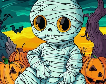 Halloween Mini Mummy poster art