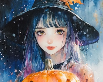 Halloween Anime pumpkin poster art