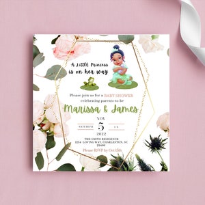 EDITABLE Princess Tiana Baby Shower Invite, Printable Invite, Baby Shower Invite, Princess Tiana Baby Shower Theme, PERSONALIZE