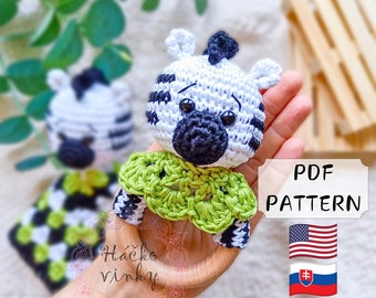 Crochet Zebra Baby Rattle Pattern PDF | Amigurumi Cute Rattle and Lovey Tutorial | Montessori DIY handmade newborn gift for baby shower