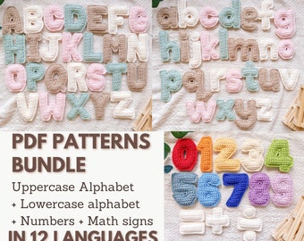 Alphabet and Math Bundle Crochet Patterns | Soft Plush Letters | Soft Plush Numbers | Crochet Alphabet Pattern | Amigurumi Letters Tutorial