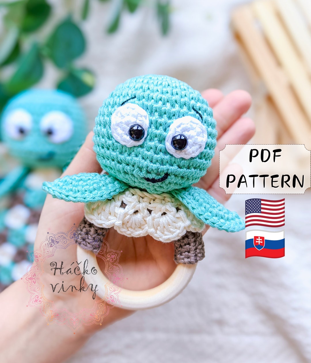 Crochet Turtle Baby Rattle Pattern PDF | Amigurumi Cute Sea Rattle and ...