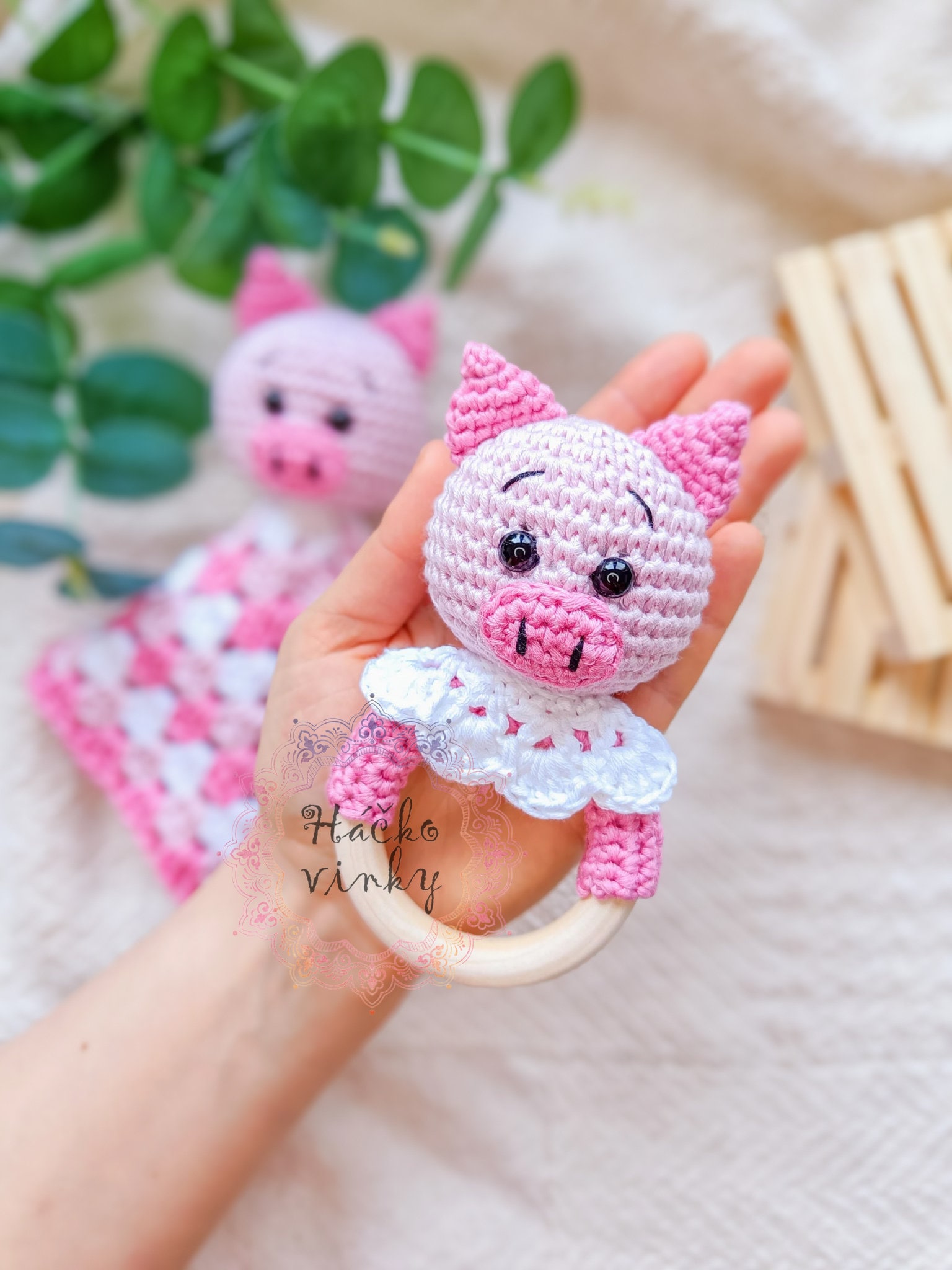Crochet Piglet Baby Rattle Pattern PDF | Amigurumi Cute Pig Rattle and ...