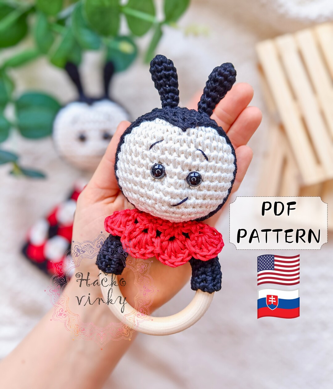 Crochet Ladybug Baby Rattle Pattern PDF | Amigurumi Cute Rattle and ...
