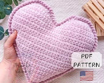 Crochet No-sew Heart Pillow Pattern | DIY Home Decoration Video Tutorial | Soft Heart Plushie | Plush Heart Beginners Pattern | Lovely Gift