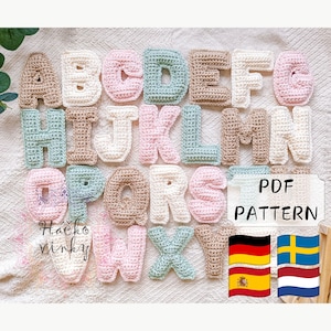 Padrão de letras maiúsculas de crochê | Letras de pelúcia macia | Padrão de alfabeto de crochê | Padrão de nome de crochê | Tutorial de letras amigurumi