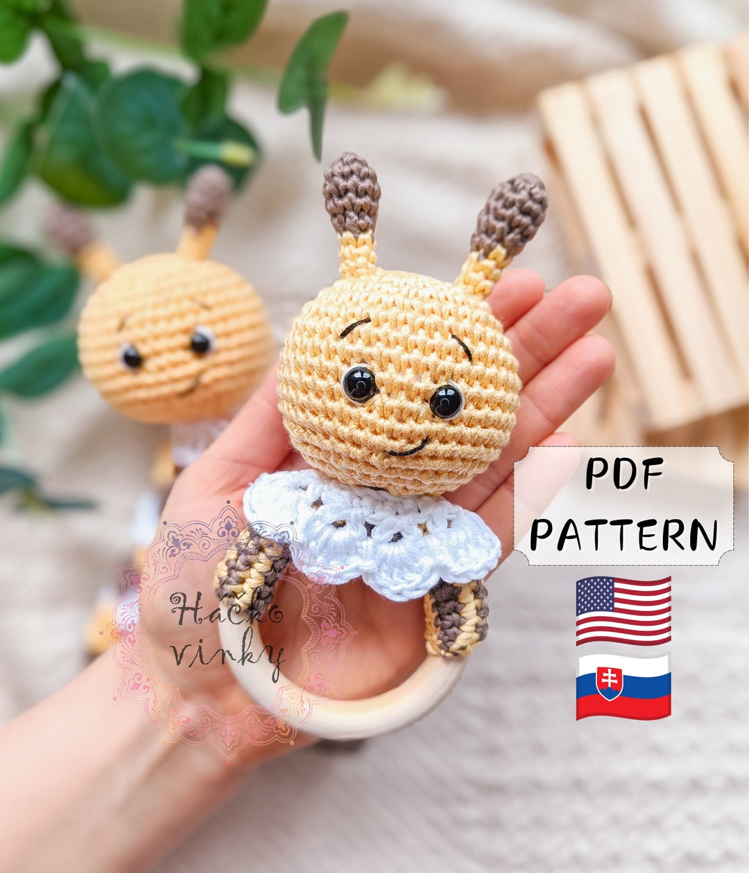 Crochet Bee Baby Rattle Pattern PDF | Amigurumi Cute Rattle and Lovey ...