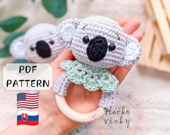 Crochet Koala Baby Rattle Pattern PDF | Amigurumi Cute Rattle and Lovey Tutorial | Montessori DIY handmade newborn gift for baby shower