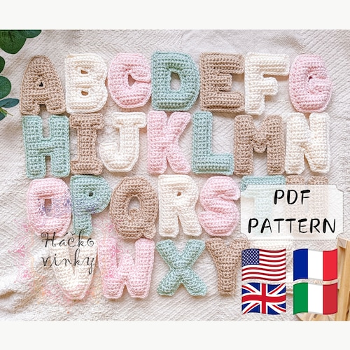 Großbuchstaben Muster | Weiche Plüschbuchstaben | Alphabet Häkelanleitung | Muster Namen häkeln | Anleitung für Amigurumi-Buchstaben