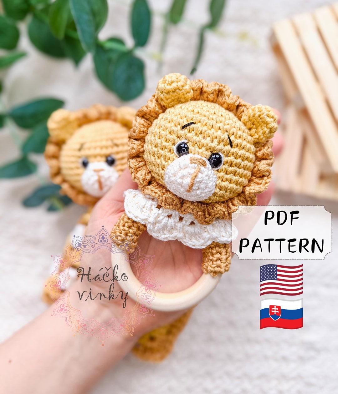 Crochet Lion Baby Rattle Pattern PDF | Amigurumi Cute Rattle and Lovey ...