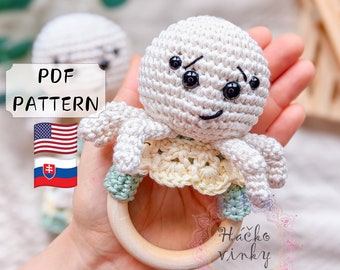 Crochet Spider Baby Rattle Pattern PDF | Amigurumi Cute Rattle and Lovey Tutorial | Montessori DIY handmade newborn gift for baby shower