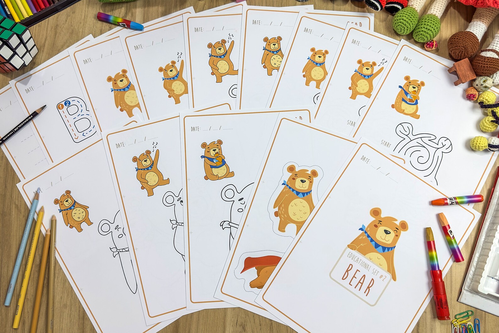 Preschool Educational Printable Bear Activity Pages Alphabet Numbers ...