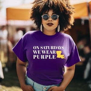 LSU Tigers Inspired Purple Tee, College Football Fan Apparel, LSU Game Day Gear,, Unisex, Saturday