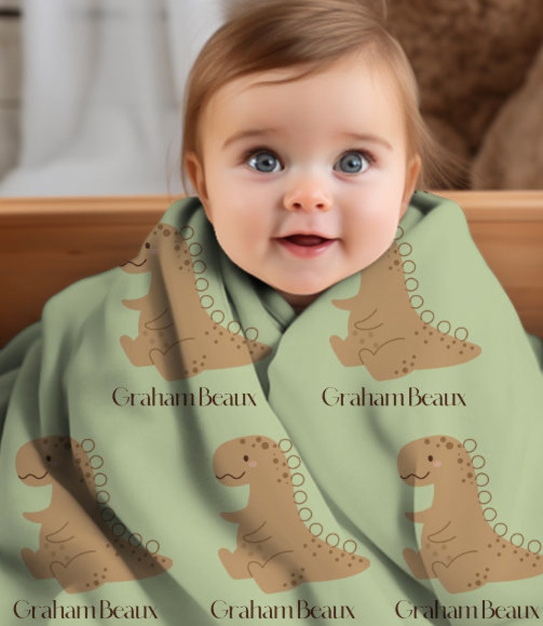 Personalized Dinosaur Baby Swaddle Blanket Etsy