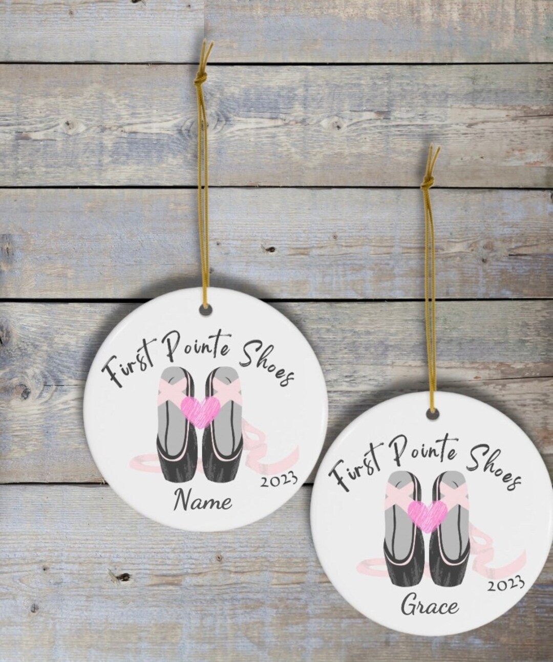 Custom Christmas Ornament Gift First Pointe Shoe Ballet Dancer Pointe