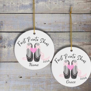 Custom Christmas ornament gift first pointe shoe ballet dancer pointe shoes ornament ballet dancer gift personalized gift custom name