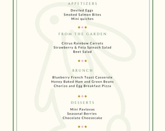 Easter Menu Template, Customizable in Canva, Brunch, Lunch, or Dinner Easter Menu Printable, Upscale, Religious, Easter Brunch