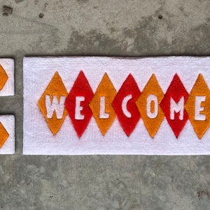 Mid-Century Style Welcome Mat w/ Coster Set