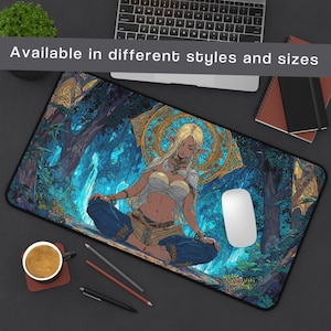 Tappetino per mouse Elf Mage - Tappetino da scrivania fantasy con elfo mago, atmosfera da foresta magica, regalo per giocatori di giochi di ruolo, arredamento da ufficio da strega, regalo per lui