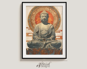 Buddha Face Art Print: Meditation Room Decor (Digital Download)