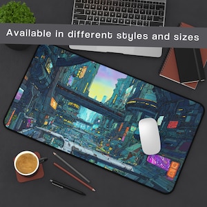 Alfombrilla de ratón para juegos de mesa Cyberpunk City - Tapete de juego TCG para jugadores, accesorio DND, regalo perfecto para gamers