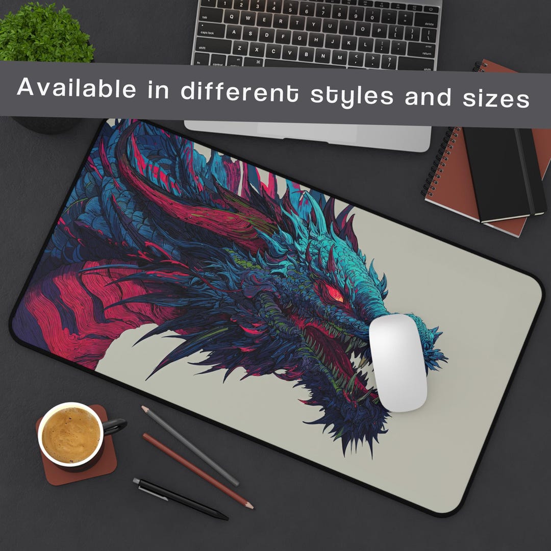 Dragon Ruler Mat Japanese Dragon Desk Mat: Vibrant Fantasy Gaming Mouse Pad - Etsy
