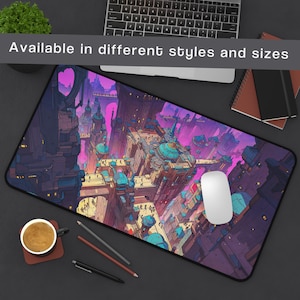 Alfombrilla de ratón para juegos de mesa Cyberpunk City - Tapete de juego TCG para jugadores, accesorio DND, regalo perfecto para gamers