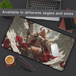 Tappetino da scrivania Epic Angel Fantasy / Accessori da ufficio per giochi Arcangelo, regali geek, decorazioni per la casa uniche, tappetino per mouse, spazio di lavoro creativo