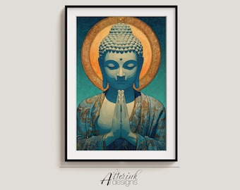 Buddha Face Digital Painting: Meditation Room Art (Instant Download)