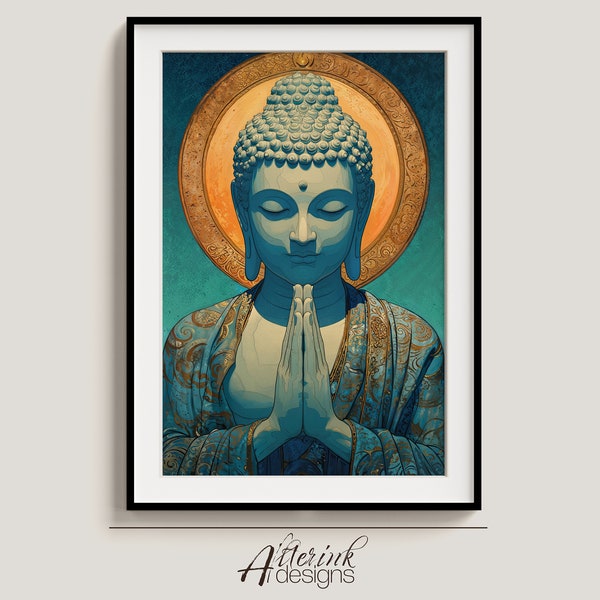 Buddha Wall Art Buddha Face Meditation Room Decor Spiritual Gift Digital Painting Siddhartha Gautama Printable Poster Instant Download