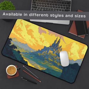 Alfombrilla de ratón para juegos de mesa con castillo medieval - Alfombrilla de juego TCG para jugadores, accesorio DND, regalo perfecto para gamers
