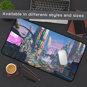Alfombrilla de ratón para juegos de mesa Cyberpunk City - Tapete de juego TCG para jugadores, accesorio DND, regalo perfecto para gamers