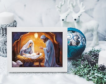 キリスト降誕のアートプリント：幼子イエス、キリスト教のクリスマス