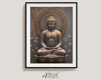 Buddha Face Art: Meditation Room Decor, Spiritual Painting (Digital Download)