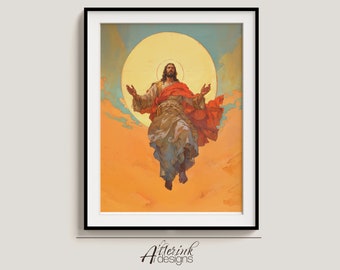 Jesus Christus Wandkunst Er ist auferstanden Kunst Wohnkultur Das Grab ist leer Jesus Verlassen des Gartens Tomb Print Christian Osterkunstplakat