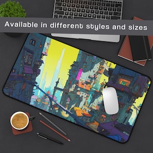 Alfombrilla de ratón para juegos de mesa Cyberpunk City - Tapete de juego TCG para jugadores, accesorio DND, regalo perfecto para gamers