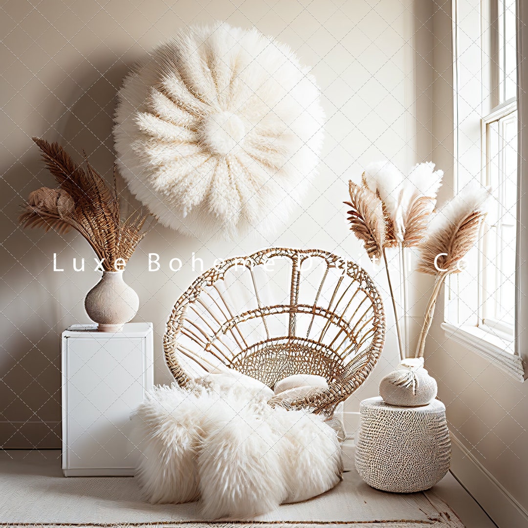 Boho Peacock Chair, Newborn Digital Backdrop, Boho Chair, Maternity ...