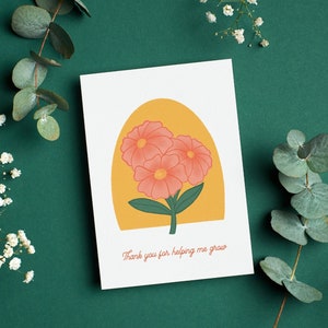 Thank You for Helping Me Grow | Teacher Appreciation Card | Teacher Thank You Card | Thank You Card