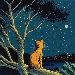 Tarjeta de felicitación Cat Stargazer