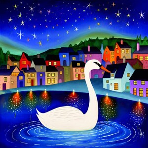 Biglietto d'auguri con cigno di pace e tranquillità