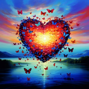 Besos de mariposa y deseos llenos de corazón Tarjeta de felicitación, Romántico, Día de San Valentín, Tarjeta de aniversario