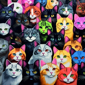 Carte de voeux chat coloré