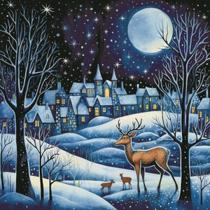 Christmas Deer Blank Greetings Card, Christmas Card