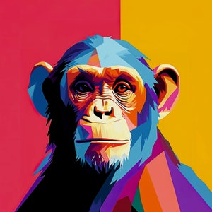 Biglietto d'auguri vuoto scimpanzé pop-art astratto
