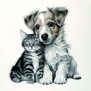 Carte de voeux pour chat et chien pour envoyer des câlins à votre guise
