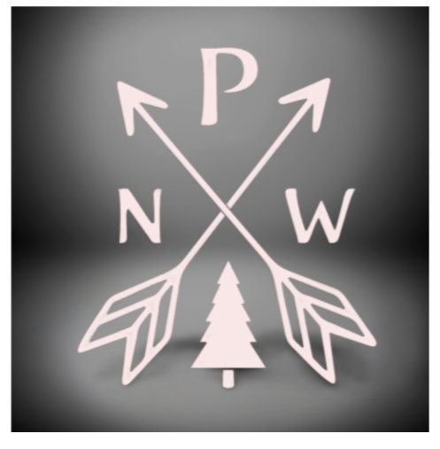 Matte White PNW Car Window Vinyl Decal Pacific Northwest Arrow Cross ...
