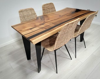 Dinning Table Wood Kitchen Table Table For Family Epoxy Table Table With Metal Legs Modern Table Custom Made Table